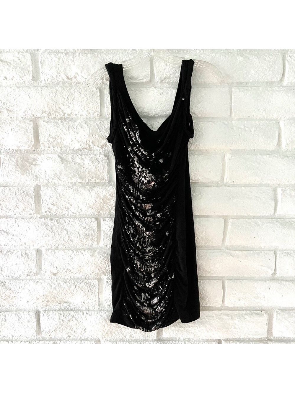 Guess Black Silver Bodycon Mini Dress Small